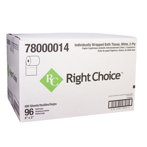 78000014-500px_04 Right Choice® Paper Standard Toilet Tissue 2-Ply, White, 4" x 3" - Image 1