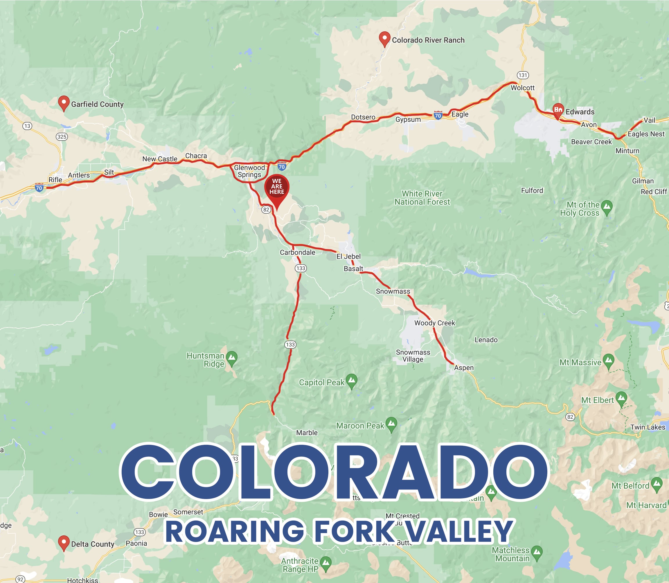 Colorado Roaring Fork Valley Delievery Map